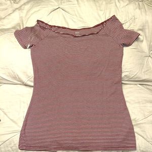 Old Navy Maroon Striped Classic shirt